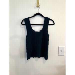 Natural Life Textured Tank Top Boho Coastal Stretch Knit Teal Relaxed Fit